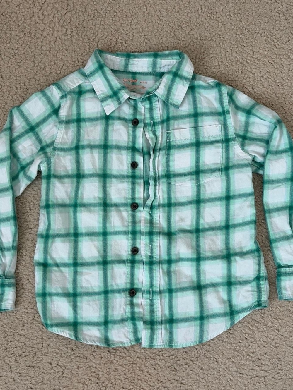 CAT & JACK KIDS BOYS GREEN PLAID DRESS SHIRT